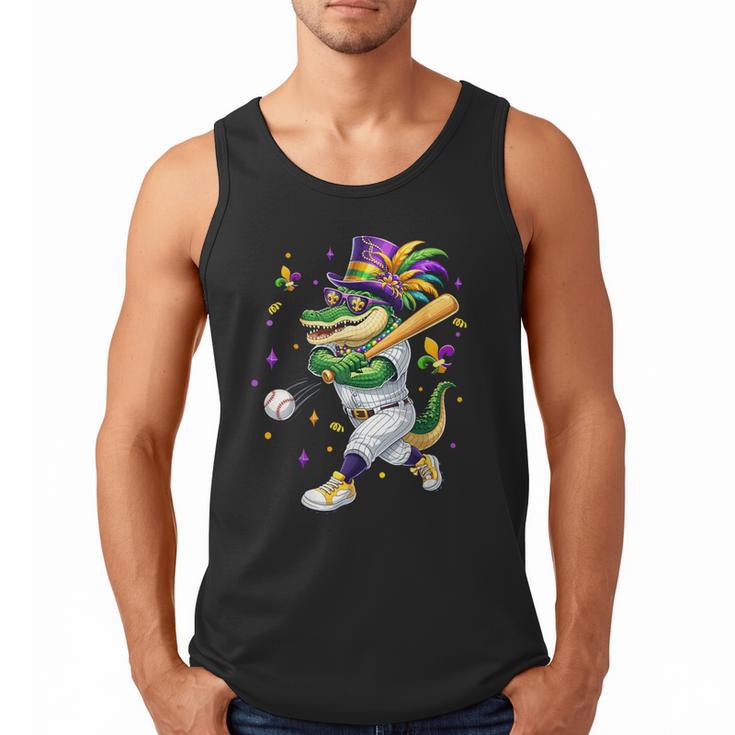 Baseball Player Mardi Gras Alligator Carnival Costume Beads Men Tank Top