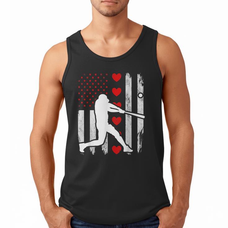 Baseball Silhouette Heart USA Flag Hearts American Boys Kids Men Tank Top