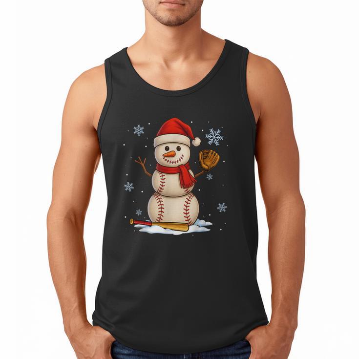 Baseball Snowman Merry Christmas Holiday Sports Xmas Pajamas Men Tank Top