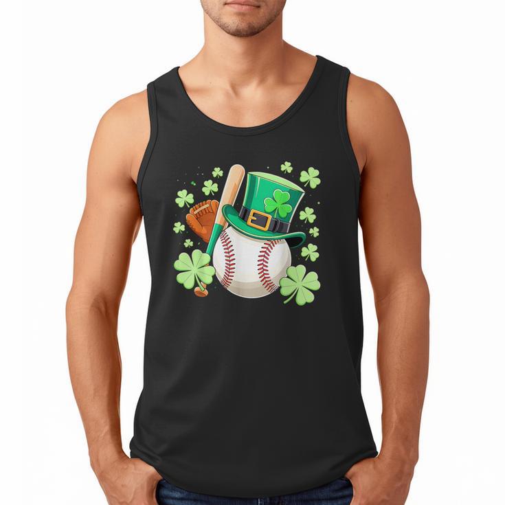 Baseball St Patricks Day Lucky Baseball Player Shamrock Men Tank Top