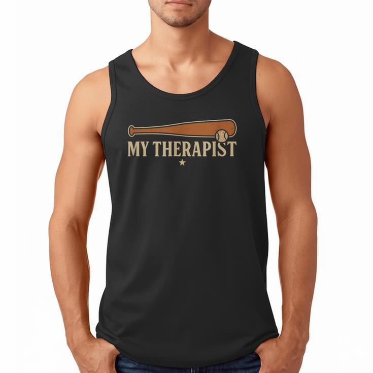 Baseball Tee My Therapist Bat Men Women Kids Men Tank Top