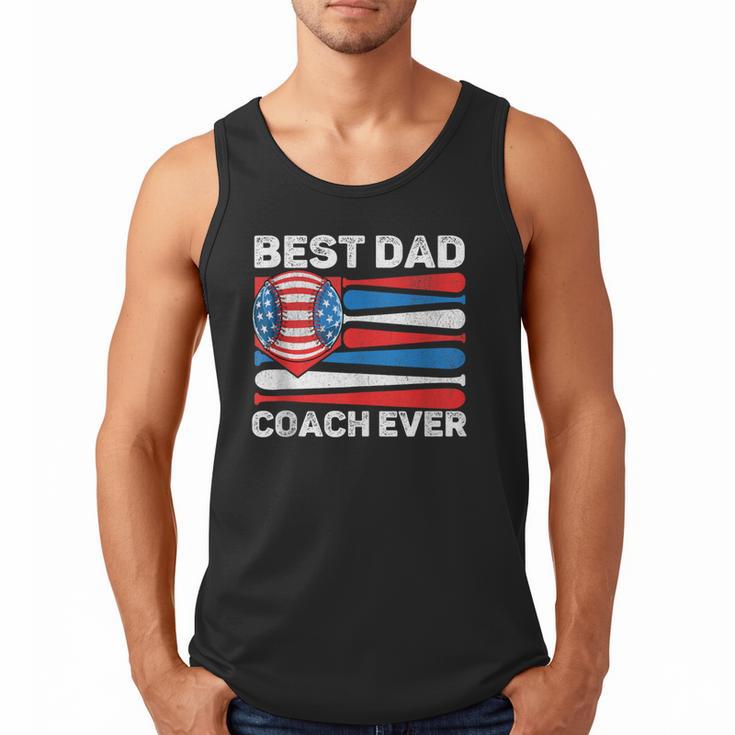 Best Dad Coach Ever Baseball Dad American Flag 4th Of July Men Tank Top
