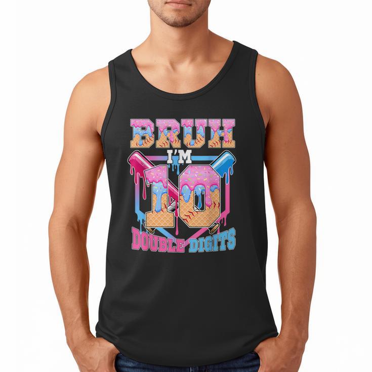 Boys 10 Double Digits 10th Birthday Ice Cream Baseball Drip Men Tank Top