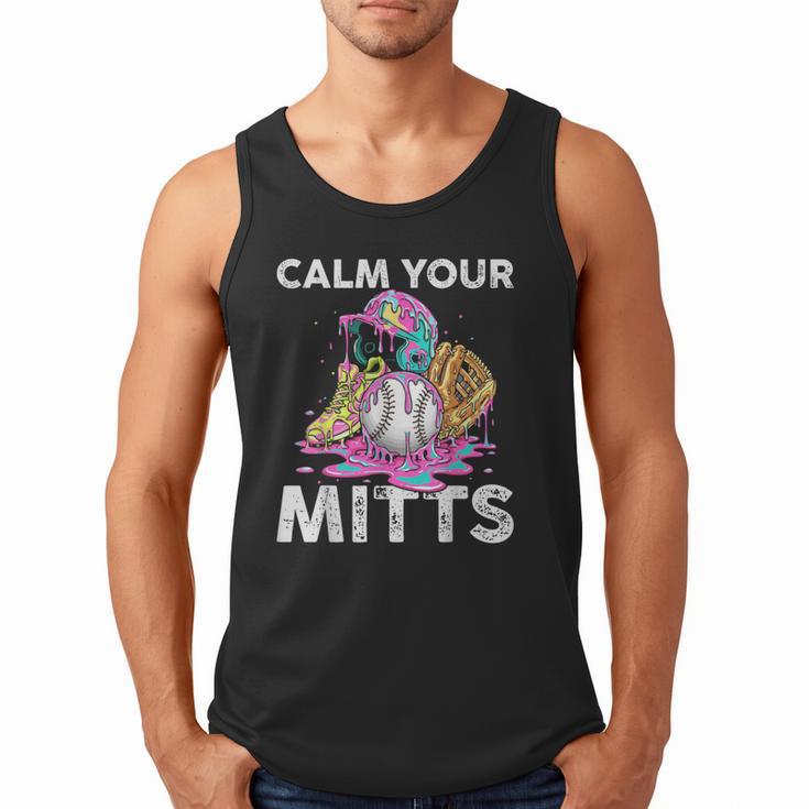 Calm Your Mitts Baseball Ice Cream Drip Crossed Bats Sport Men Tank Top Calm Your Mitts Baseball Ice Cream Drip Crossed Bats Sport Men Tank Top