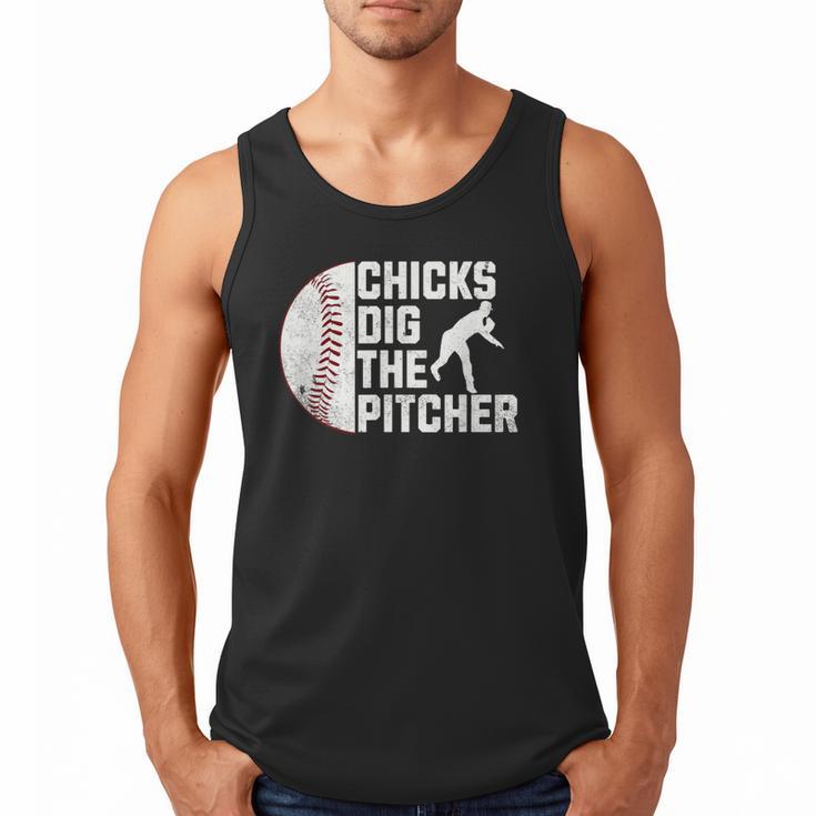 Chicks Dig The Pitcher Baseball Men Tank Top