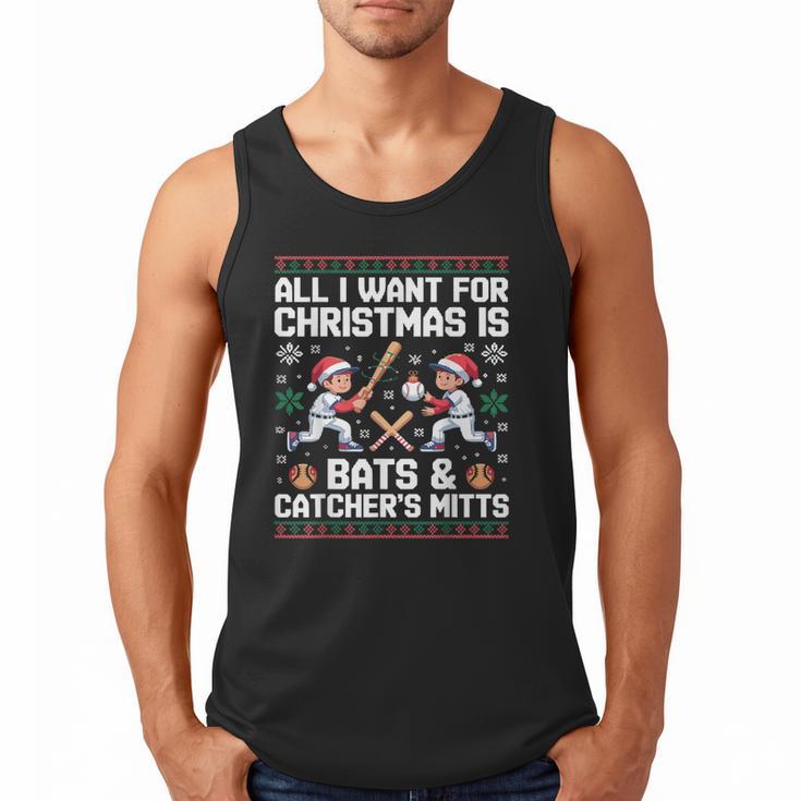 Christmas Baseball Bats Catcher Mitts Holiday Tee Men Tank Top
