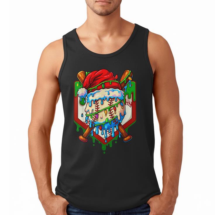Christmas Baseball Ice Cream Drip Santa Baseball Player Kids Men Tank Top