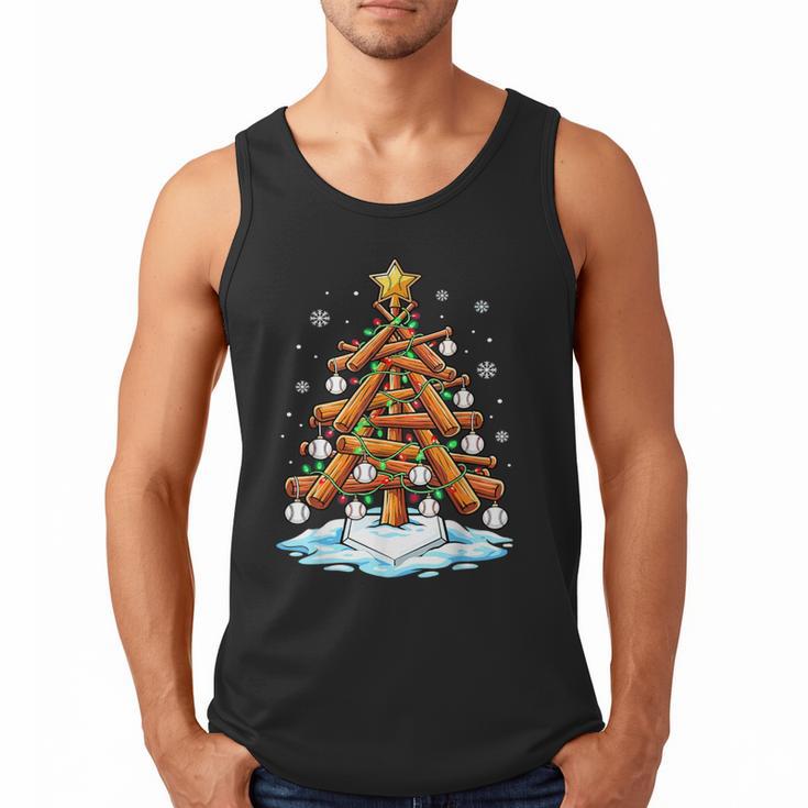 Christmas Baseball Tree Lights Xmas Men Tank Top