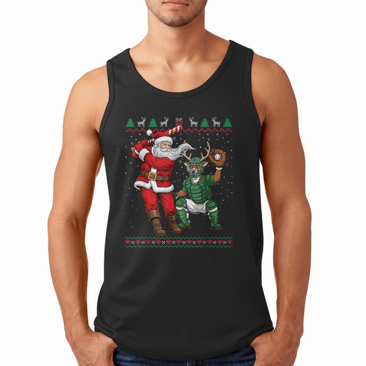 Christmas Santa Baseball Ugly Sweater Men Tank Top