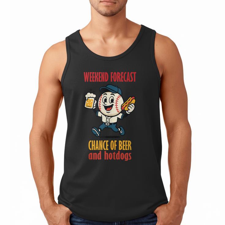 Cute Baseball Fan Weekend Forecast Change Of Beer And Hotdog Men Tank Top