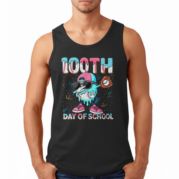Dabbing Drippy 100th Days Of School Baseball Ice Cream Drip Men Tank Top