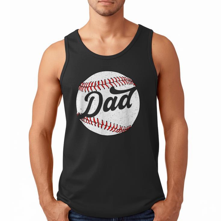 Dad Baseball Ball Vintage Groovy Baseball Daddy Fathers Day Men Tank Top