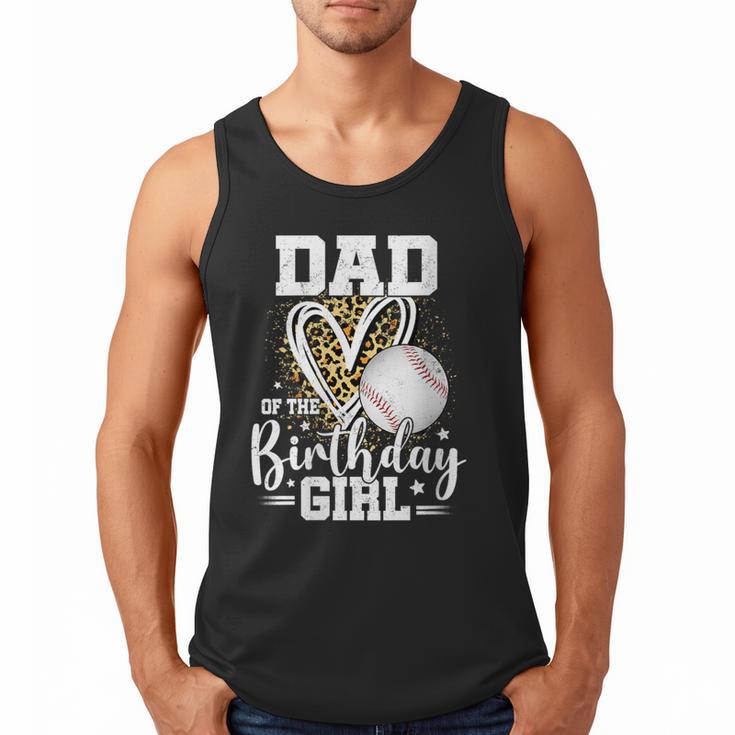Dad Of The Birthday Girl Baseball Dad Leopard Heart Men Tank Top