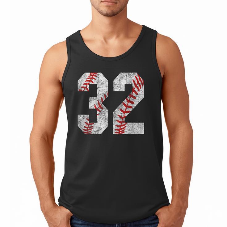 Distressed Baseball Number 32 Jersey Uniform Player Fan Men Tank Top