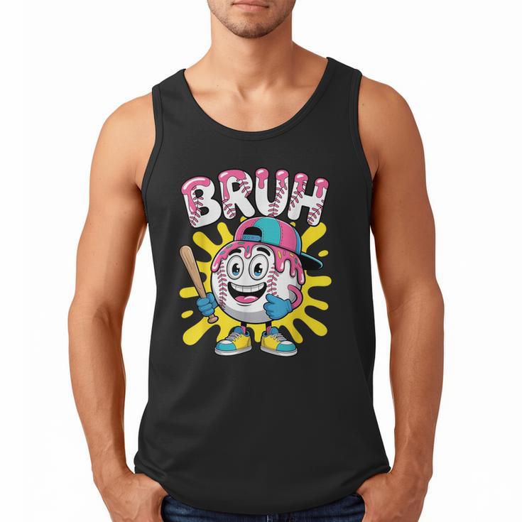 Drip Baseball Boy Youth Kid Ice Cream Dripping Baseball Bruh Men Tank Top
