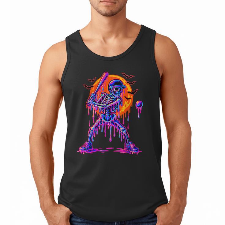 Drip Skeleton Batting Baseball Halloween Men Tank Top