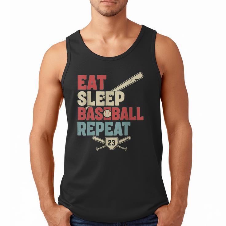 Eat Sleep Baseball Repeat Bat Ball Player Fan Men Tank Top