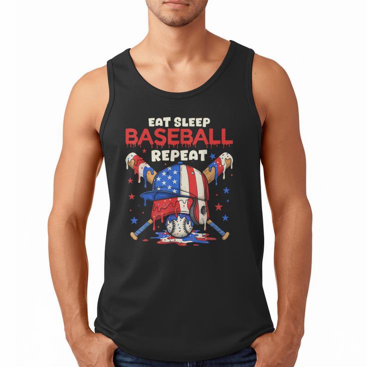 Eat Sleep Baseball Repeat Ice Cream Drip Crossed Bats Men Tank Top