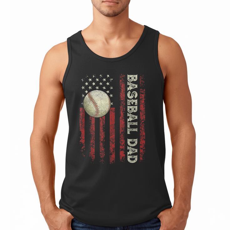 Fathers Day Baseball Dad USA Flag For Dad Men Baseball Men Tank Top