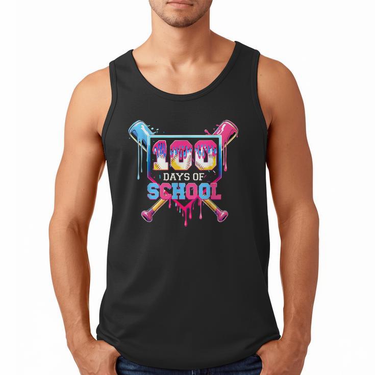 Happy 100 Days Of School Baseball Drip Theme Party 100th Day Men Tank Top
