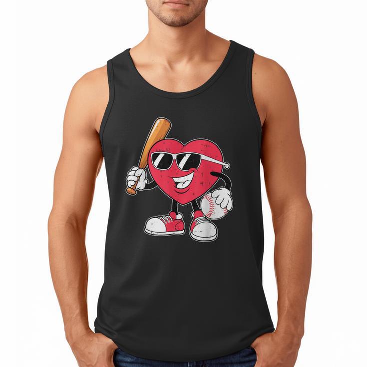 Heart Play Baseball Valentine's Day Teens Boys Girls Kids Men Tank Top