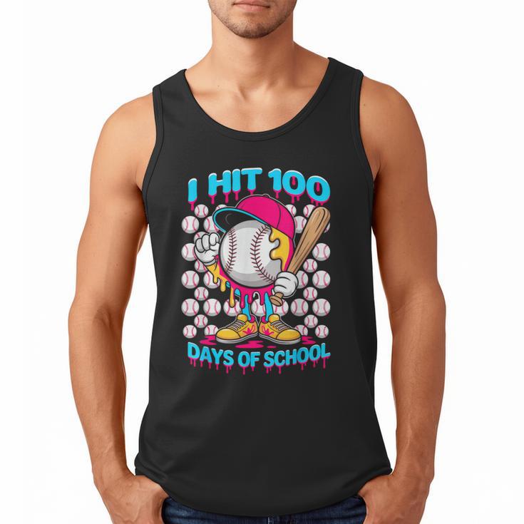 I Hit 100 Days Of School Baseball Ice Cream Drip Men Tank Top