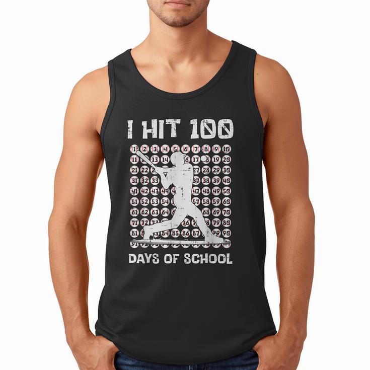 I Hit 100 Days Of School Baseball Player 100th Day Boys Kids Men Tank Top