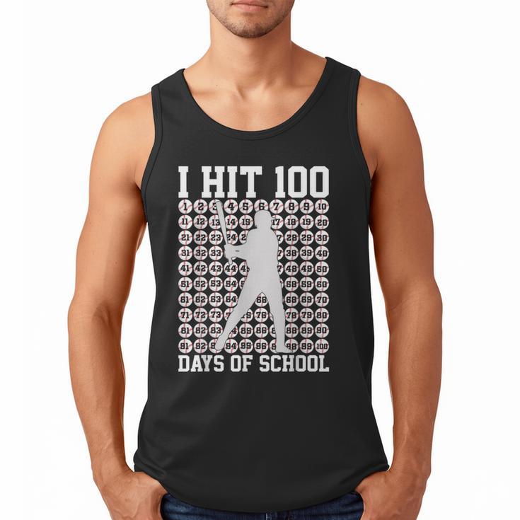 I Hit 100 Days Of School Boys Kids 100th Day Balls Baseball Men Tank Top