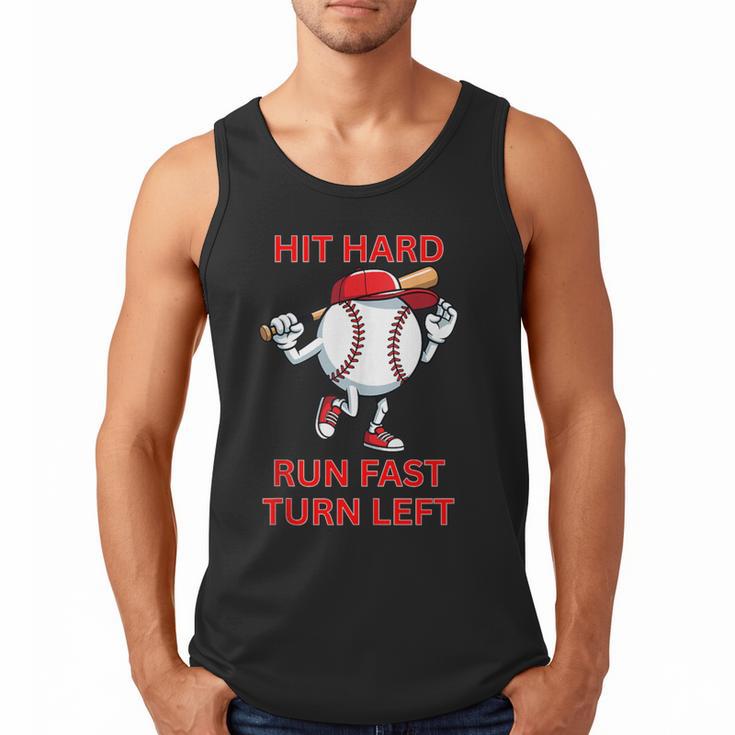 Hit Hard Run Fast Turn Left Baseball Player Men Tank Top