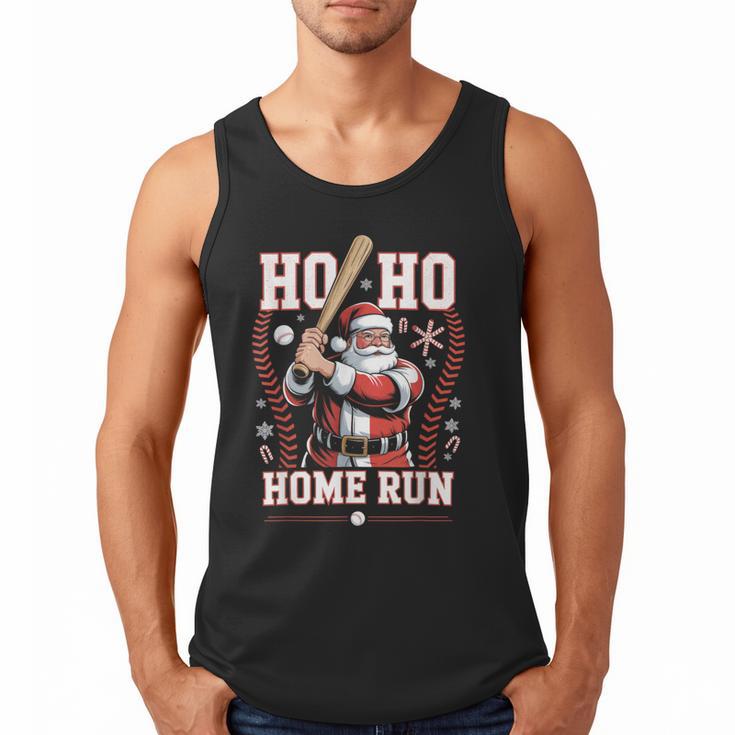Ho Ho Home Run Baseball Christmas Holiday Sports Santa Men Tank Top
