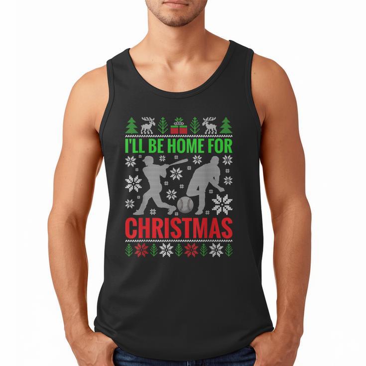 I'Ll Be Home For Christmas Baseball Xmas Men Tank Top