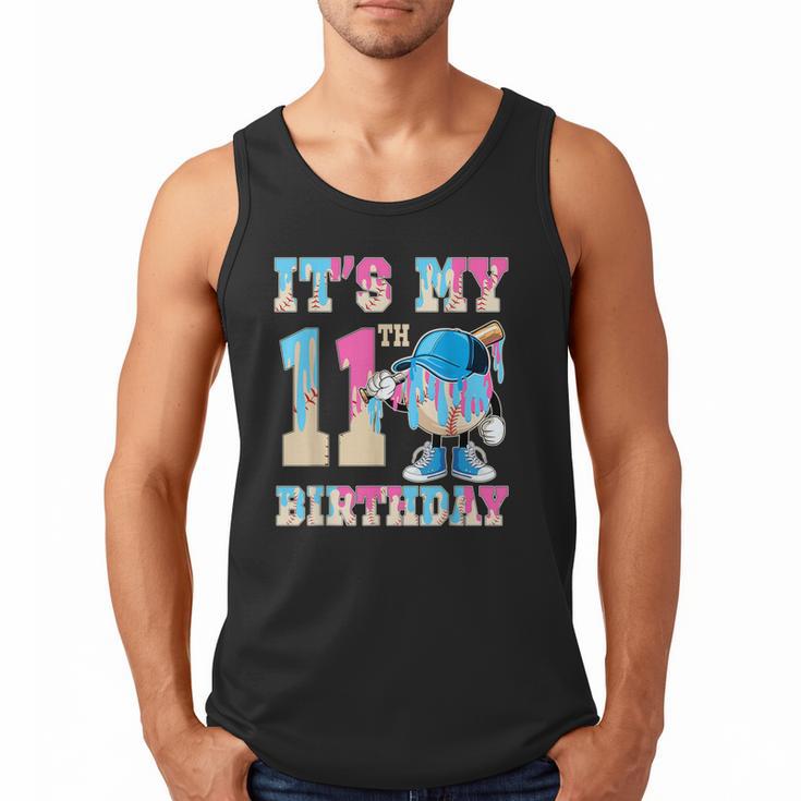 It's My 11th Birthday Baseball Ice Cream Drip Theme Men Tank Top