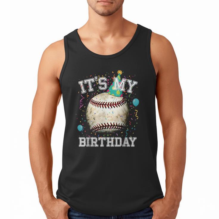 Its My Birthday Vintage Baseball Celebration For Men Kids Men Tank Top