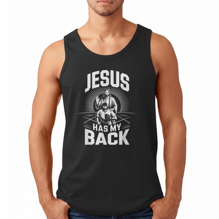 Jesus Has My Back Baseball Faith Motivation Tee Christian Men Tank Top