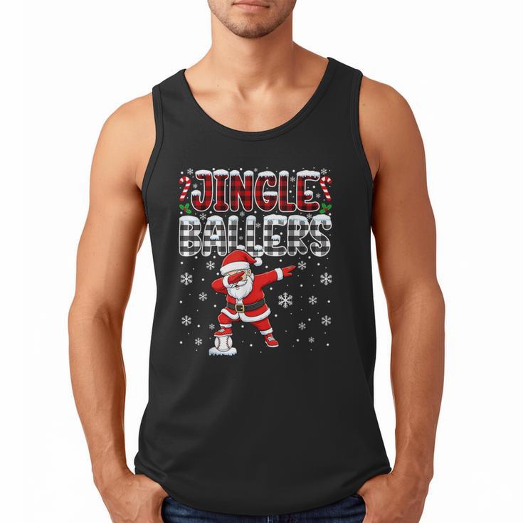 Jingle Ballers Plaid Santa Dabbing Baseball Christmas Men Tank Top