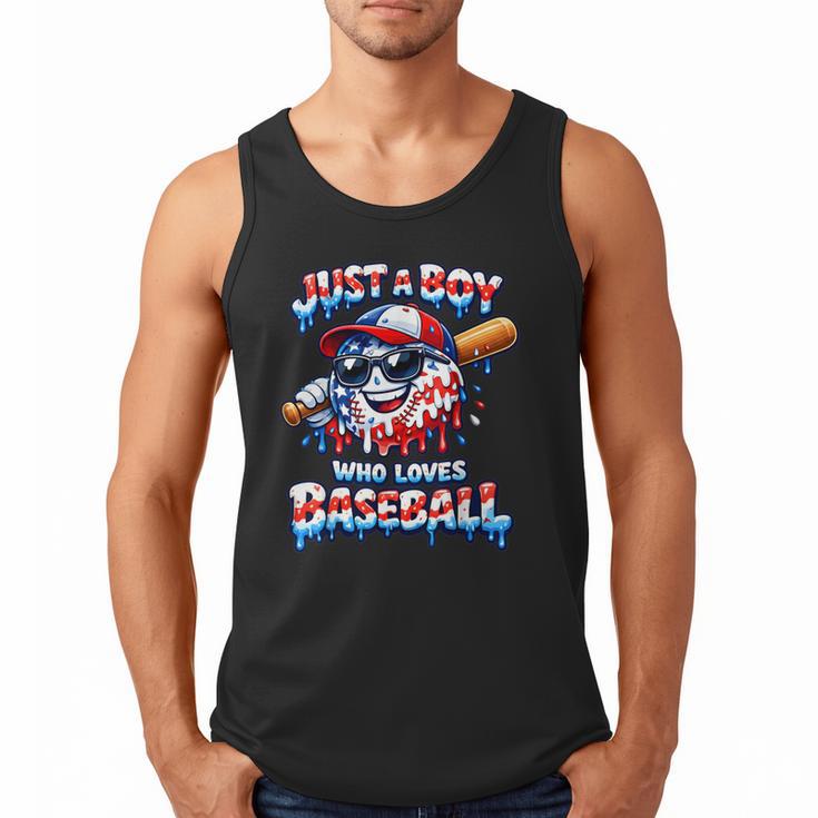 Just A Boy Who Loves Baseball Patriotic Drip For Youth Boys Men Tank Top