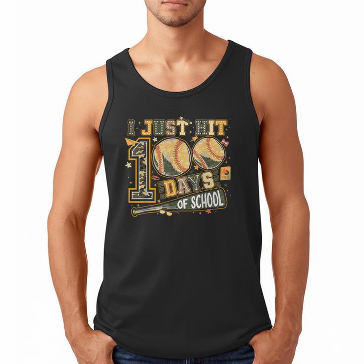 I Just Hit 100 Days Of School Camo Baseball Boy Kids Teacher Men Tank Top
