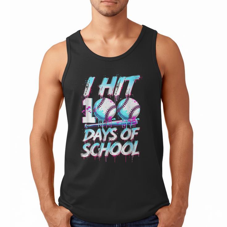 Kids 100 Days Of School 100th Day Baseball Ice Cream Drip Men Tank Top