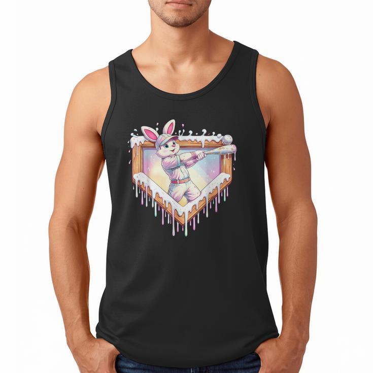 Kids Happy Easter Bunny Playing Baseball Boy Ice Cream Drip Men Tank Top