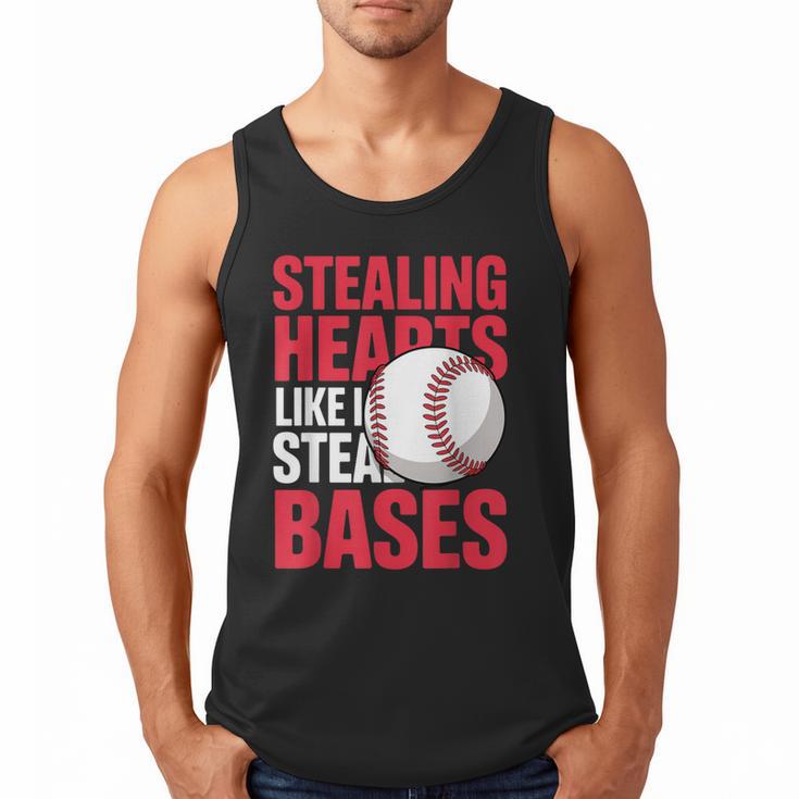 Kids Stealing Hearts Like I Steal Bases Cute Baseball Boys Men Tank Top