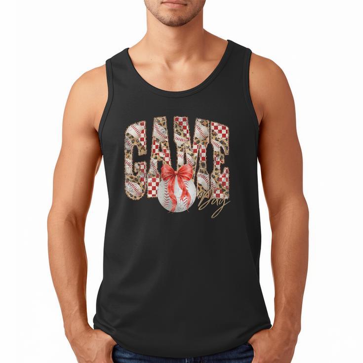 Leopard Checkered Game Day Baseball Coquette Bow Women Girls Men Tank Top