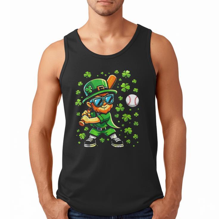 Leprechaun Playing Baseball Happy St Patricks Day Men Boys Men Tank Top