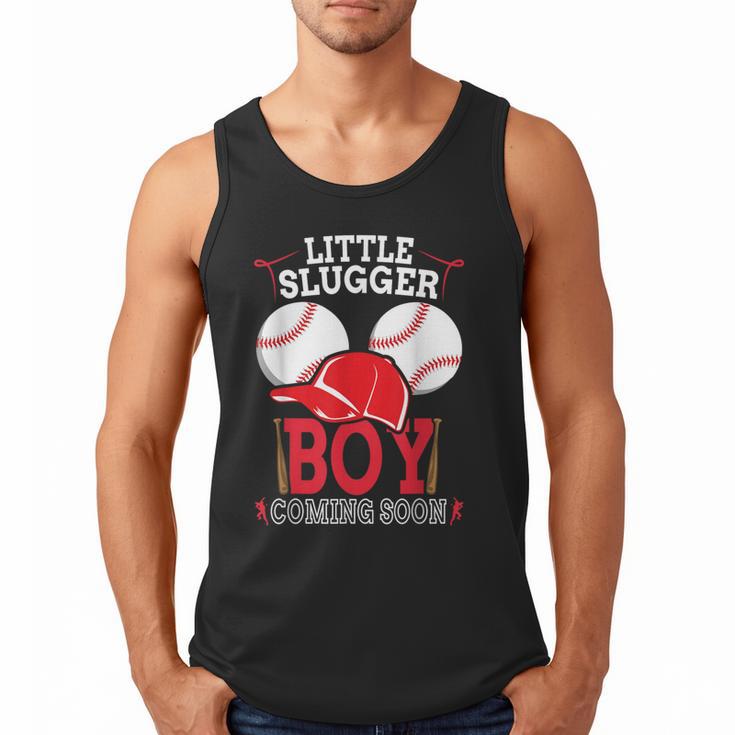 Little Slugger Boy Coming Soon Baby Announcement Baseball Men Tank Top