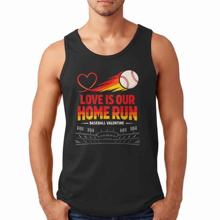 Love Is Our Home Run Baseball Valentine Couple Men Tank Top