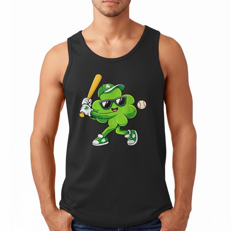 Lucky Shamrock Playing Baseball St Patrick's Kids Boys Men Tank Top