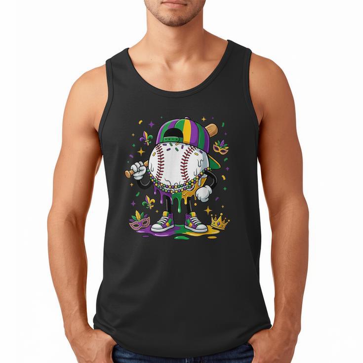 Mardi Gras Ice Cream Drip Baseball Carnival Party Mask Boys Men Tank Top