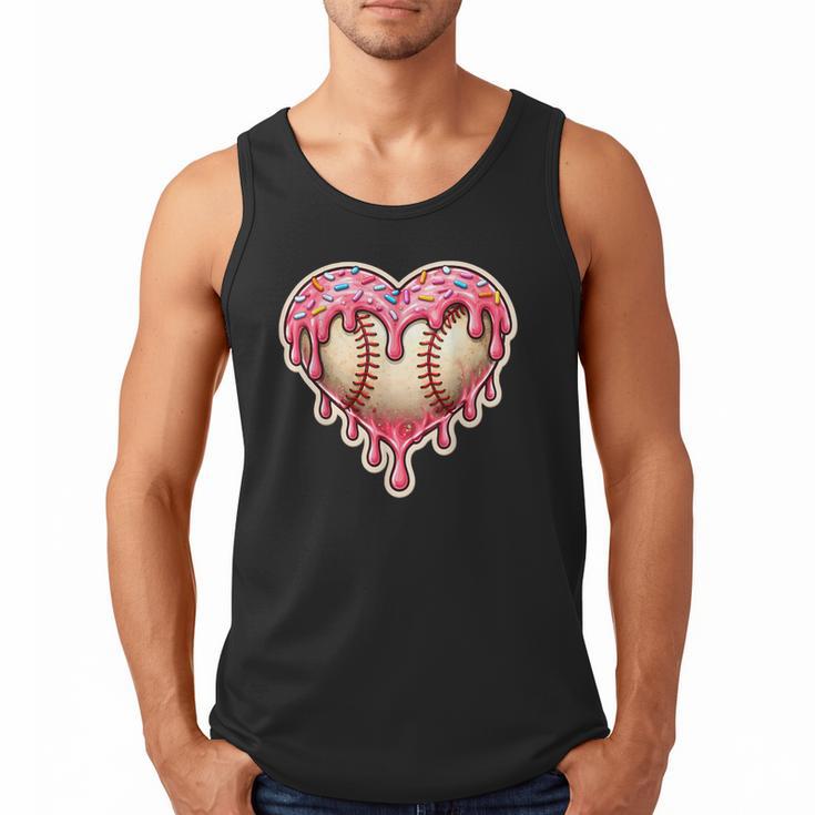 Melting Baseball Drip Heart Softball Player Lover Ice Cream Men Tank Top