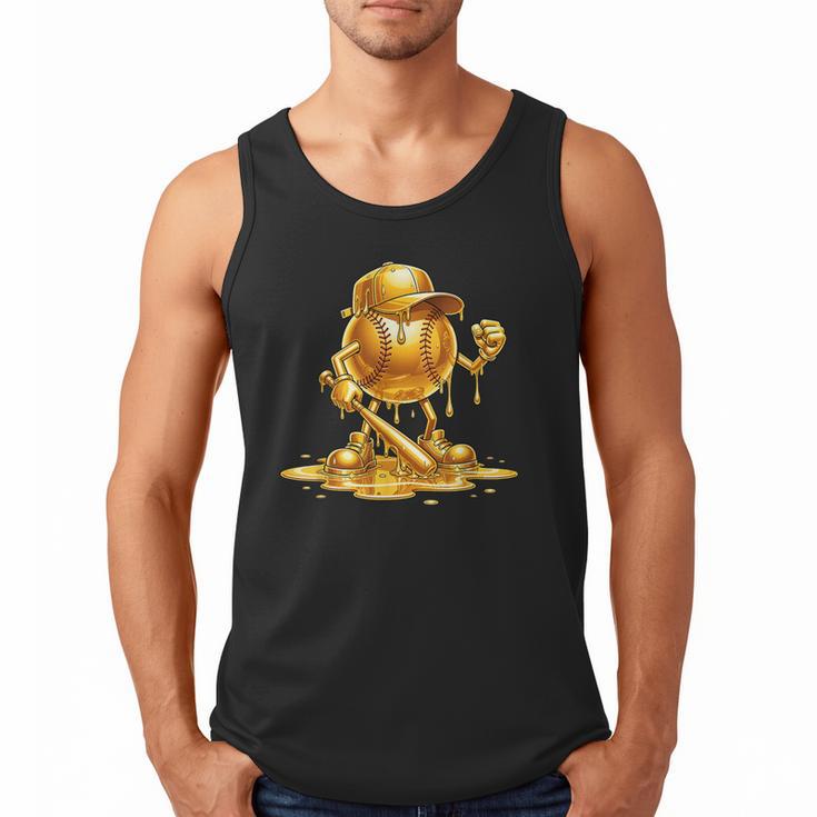 Melting Baseball Mascot Slugger Bat Cap Cartoon Men Tank Top