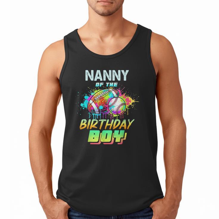 Nanny Of The Birthday Boy Baseball Football Colorful Men Tank Top