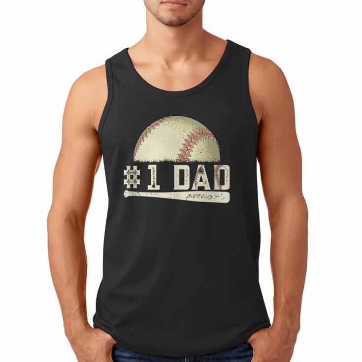 Number One Baseball Dad Fathers Day Baseball Player Dad Papa Men Tank Top